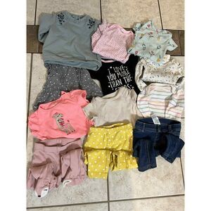 Baby Girls 3-6 and 6 Months bundle lot of 12 onesies pants sweater